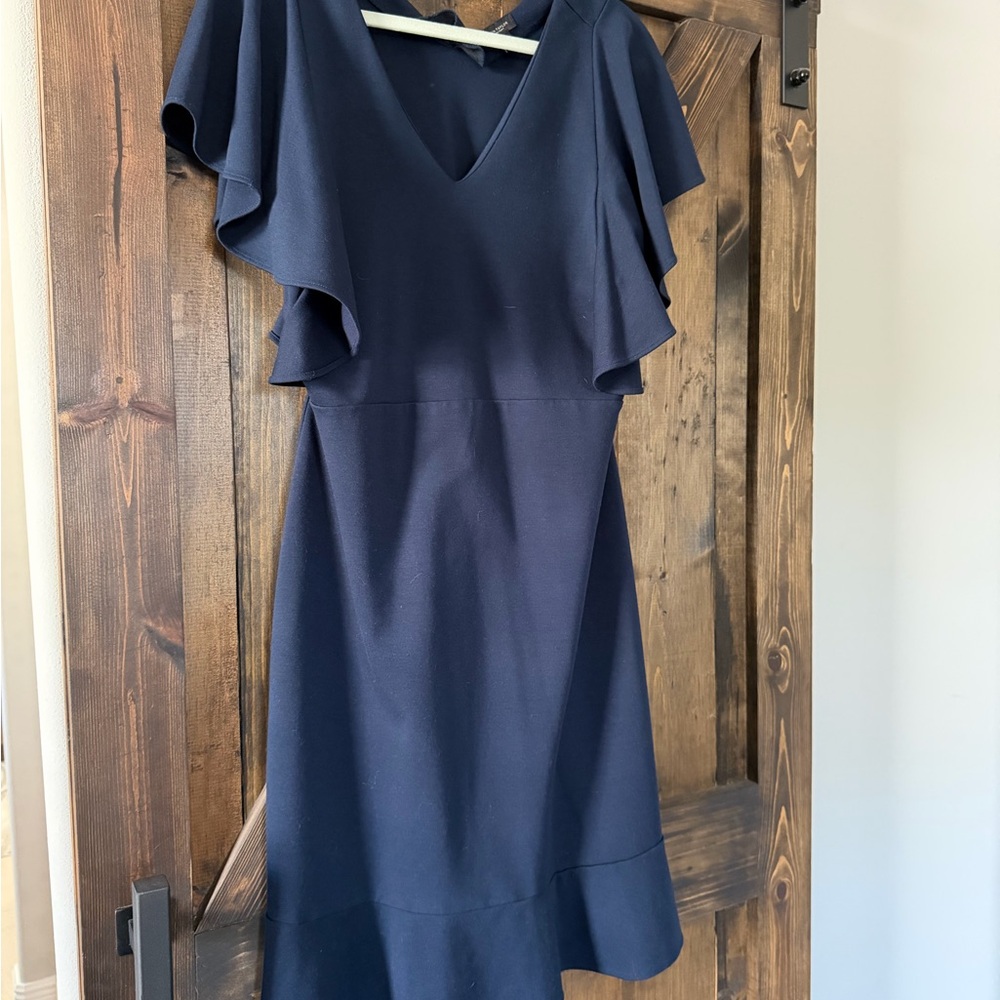 Ann Taylor Asymmetrical Navy Dress